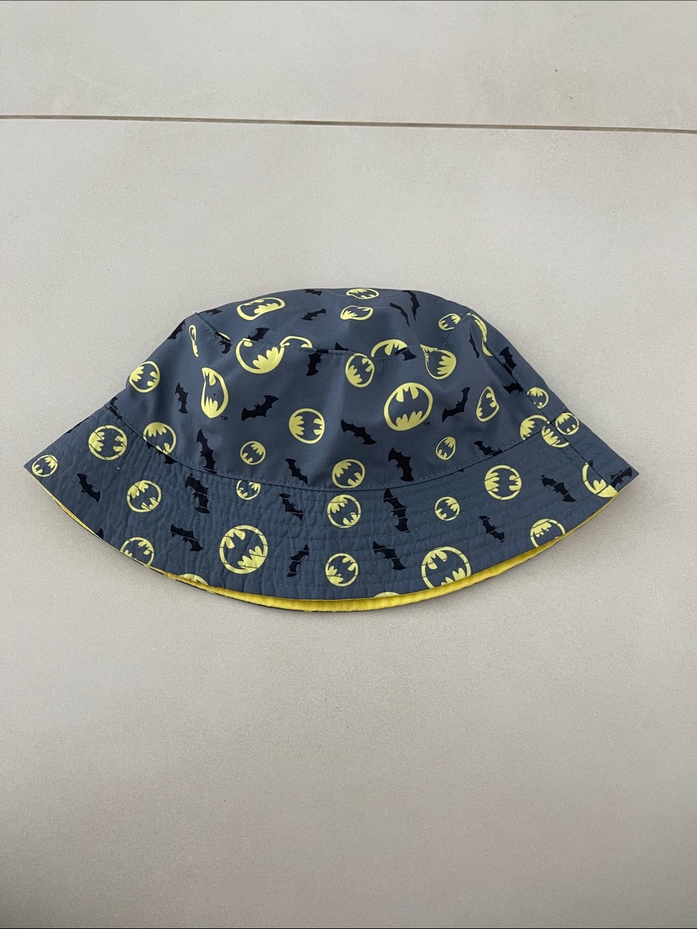 Batman Reversible Bucket Hat in Gray and Yellow